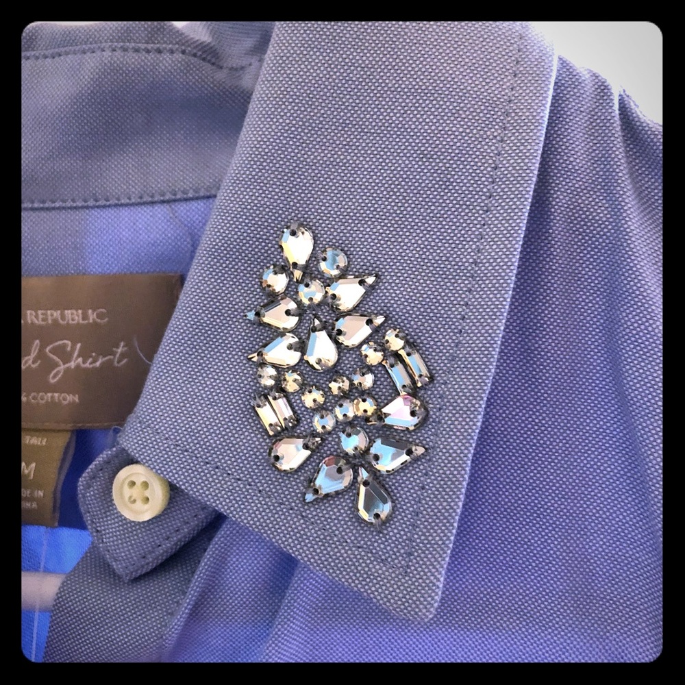 JCrew embellished button down shirt Medium Tall